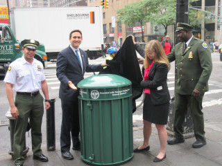 Council Member Ben Kallos Cleaning Up New Trash Cans